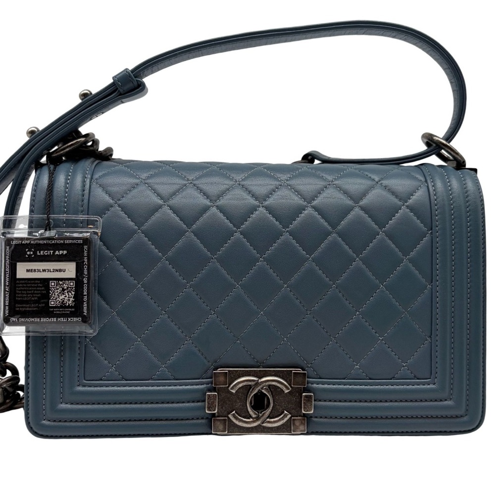 CHANEL Steel Blue Quilted Crossbody Bag